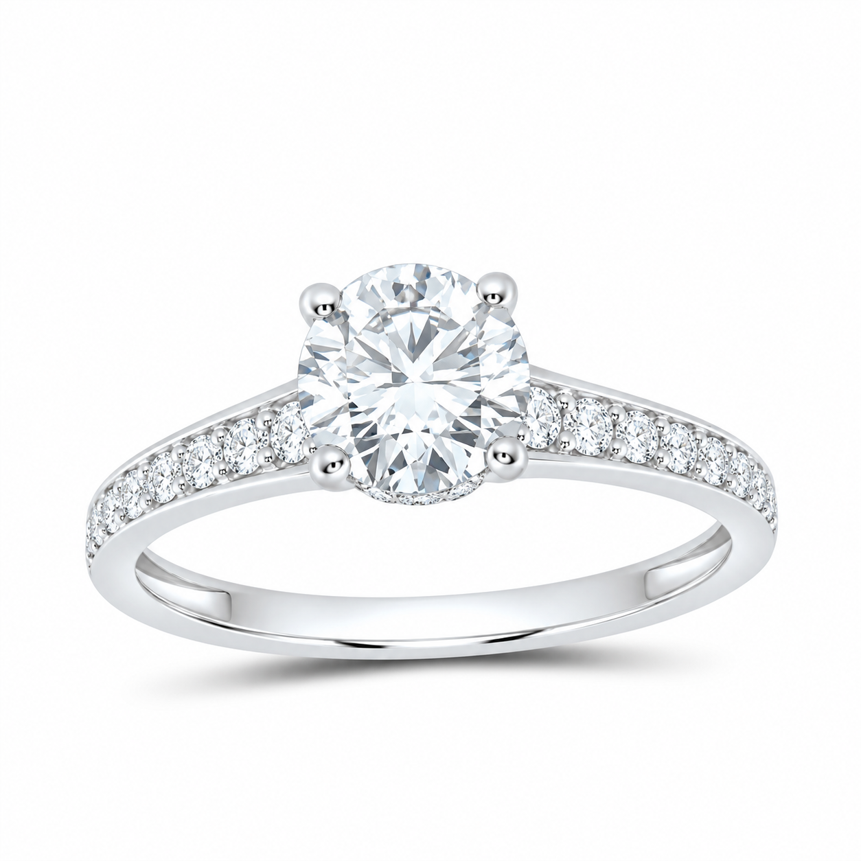 14K White Gold 1 3/8 CTW Lab-Grown Diamond Round Engagement Ring, photo 1