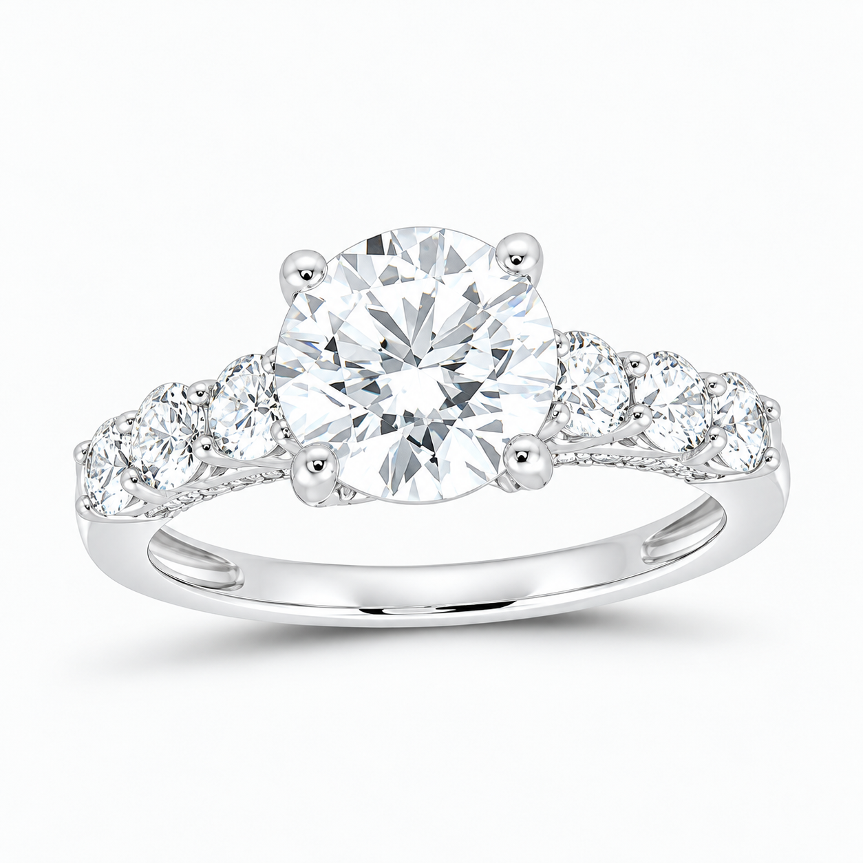 14K White Gold 3 CTW Lab-Grown Diamond Round Engagement Ring, photo 1