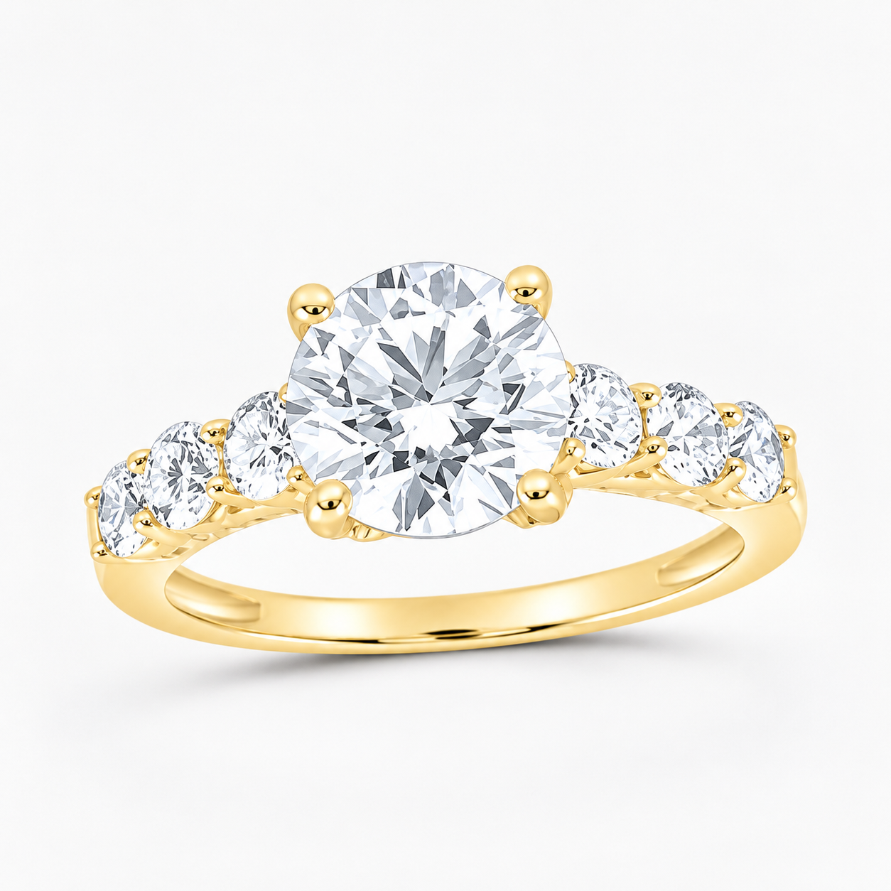 14K Yellow Gold 3 CTW Lab-Grown Diamond Round Engagement Ring, photo 1