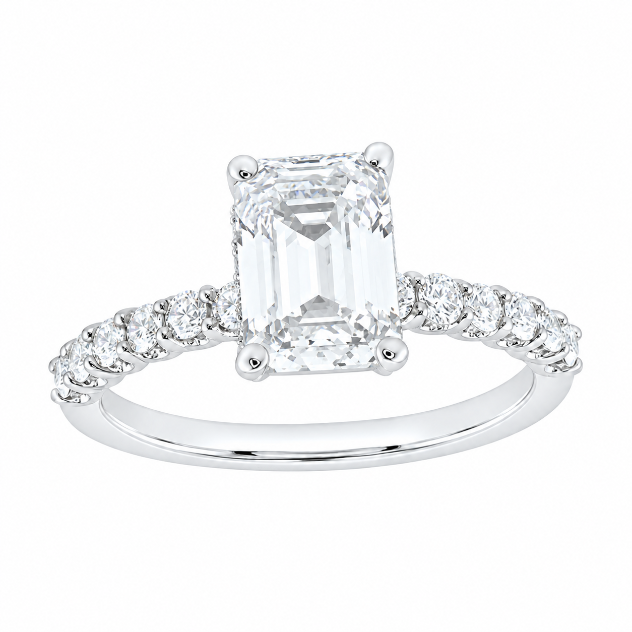 14K White Gold 2 1/2 CTW Lab-Grown Diamond Emerald Engagement Ring, photo 1