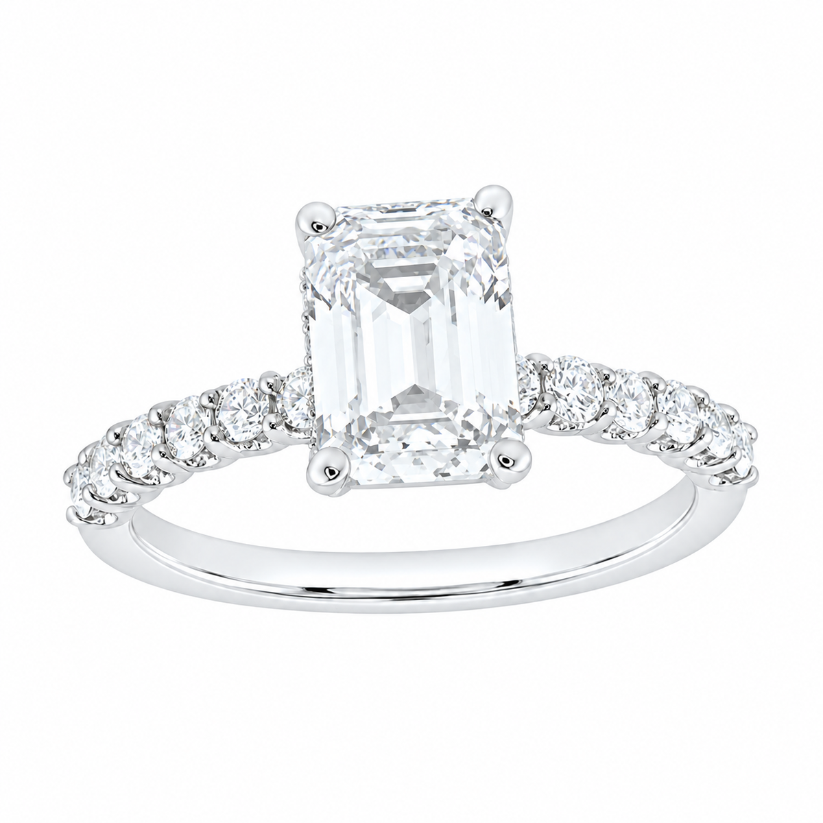 14K White Gold 2 1/2 CTW Lab-Grown Diamond Emerald Engagement Ring, photo 1