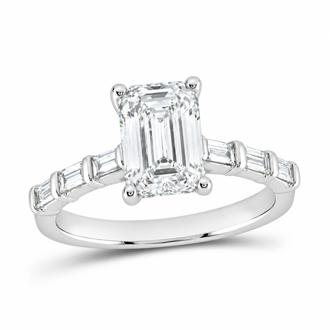 14K White Gold 2 1/2 CTW Lab-Grown Diamond Emerald Engagement Ring, photo 1