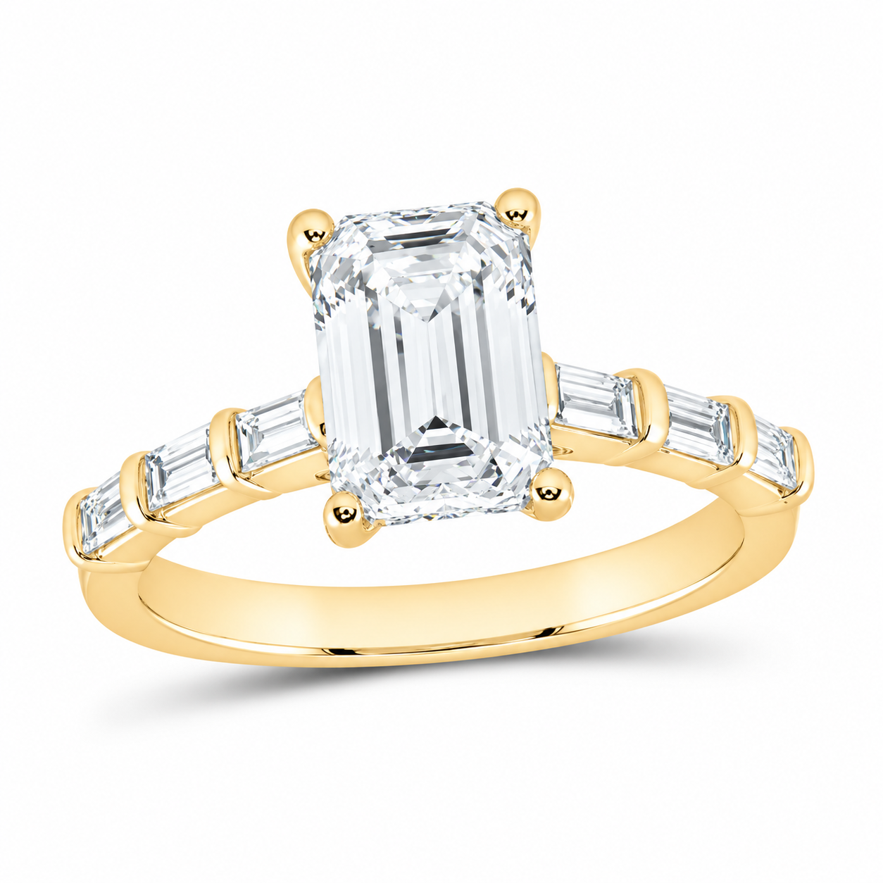 14K Yellow Gold 2 1/2 CTW Lab-Grown Diamond Emerald Engagement Ring, photo 1