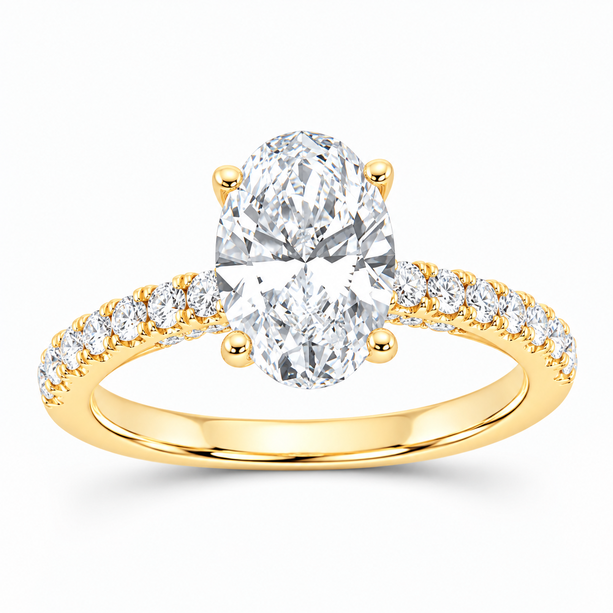 14K Yellow Gold 2 1/2 CTW Lab-Grown Diamond Oval Engagement Ring, photo 1