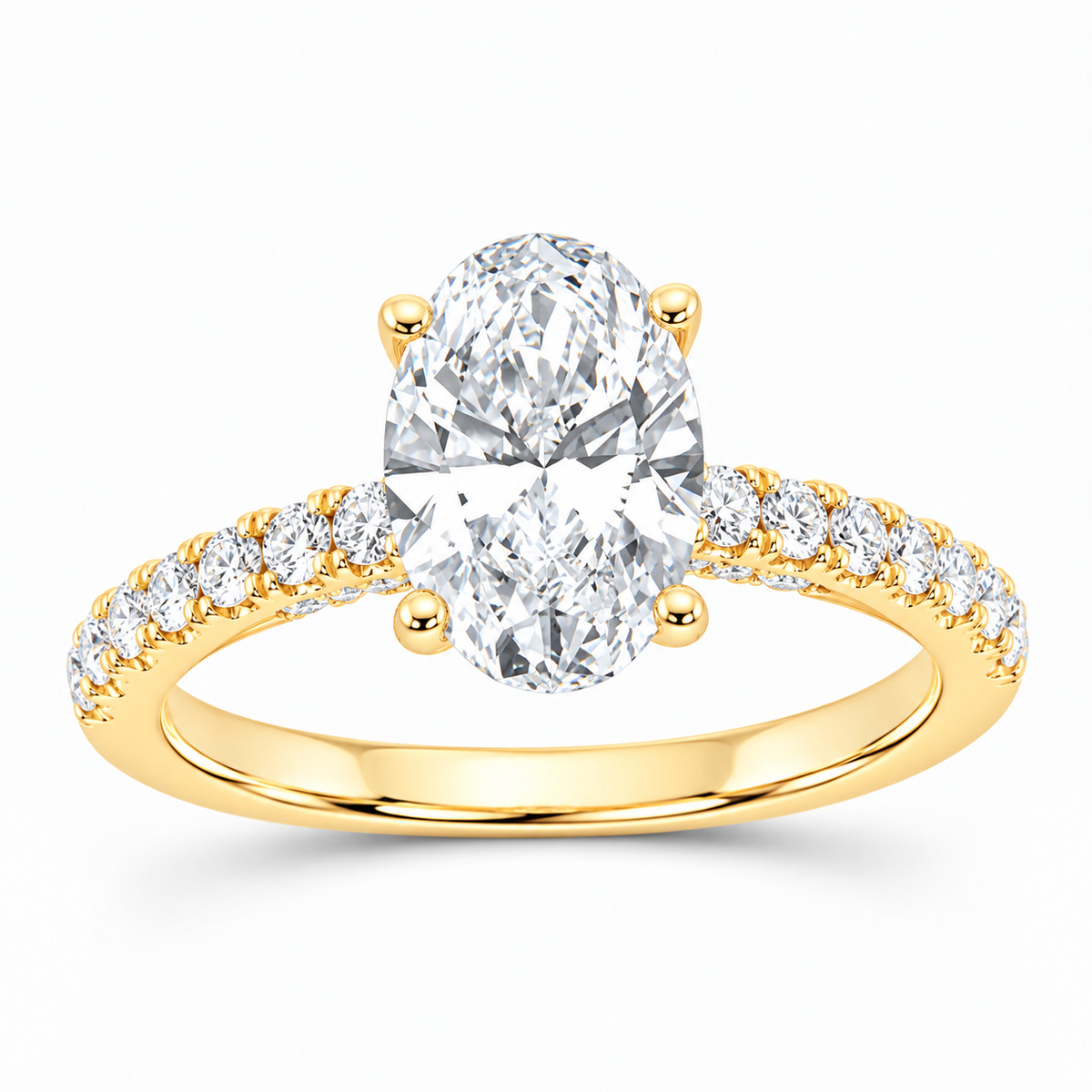 14K Yellow Gold 2 1/2 CTW Lab-Grown Diamond Oval Engagement Ring, photo 1