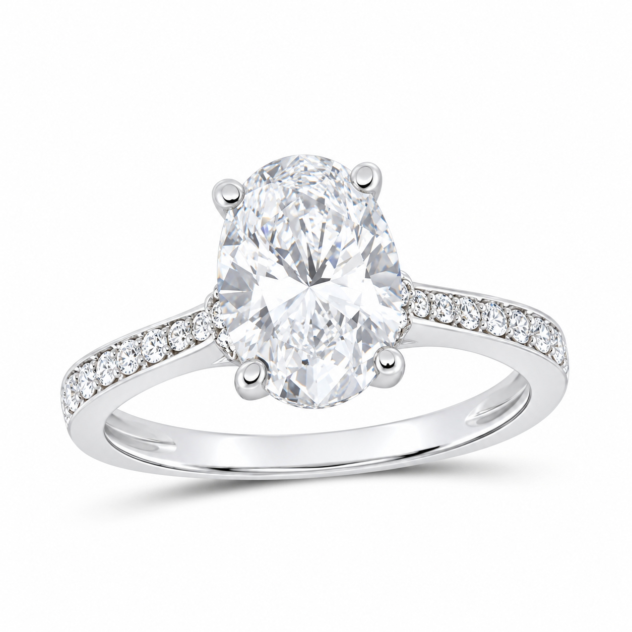 14K White Gold 2 3/8 CTW Lab-Grown Diamond Oval Engagement Ring, photo 1