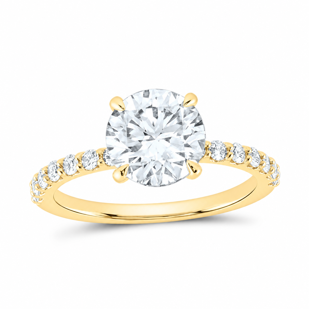 14K Yellow Gold 2 1/3 CTW Lab-Grown Diamond Round Engagement Ring, photo 1