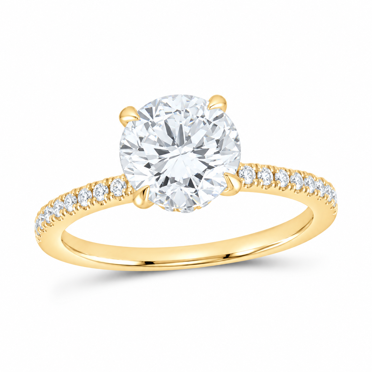 14K Yellow Gold 2 1/4 CTW Lab-Grown Diamond Round Engagement Ring, photo 1