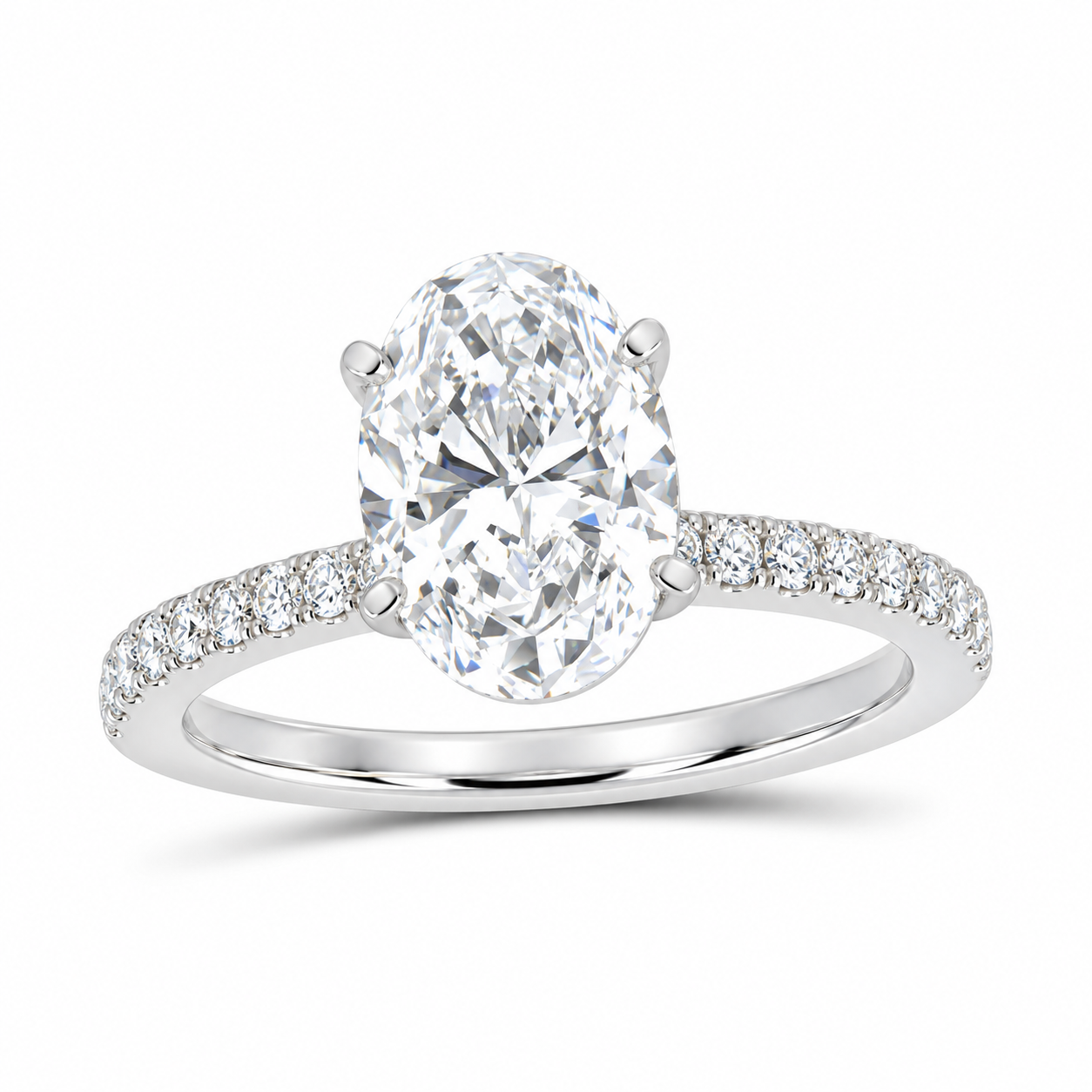 14K White Gold 2 3/8 CTW Lab-Grown Diamond Oval Engagement Ring, photo 1