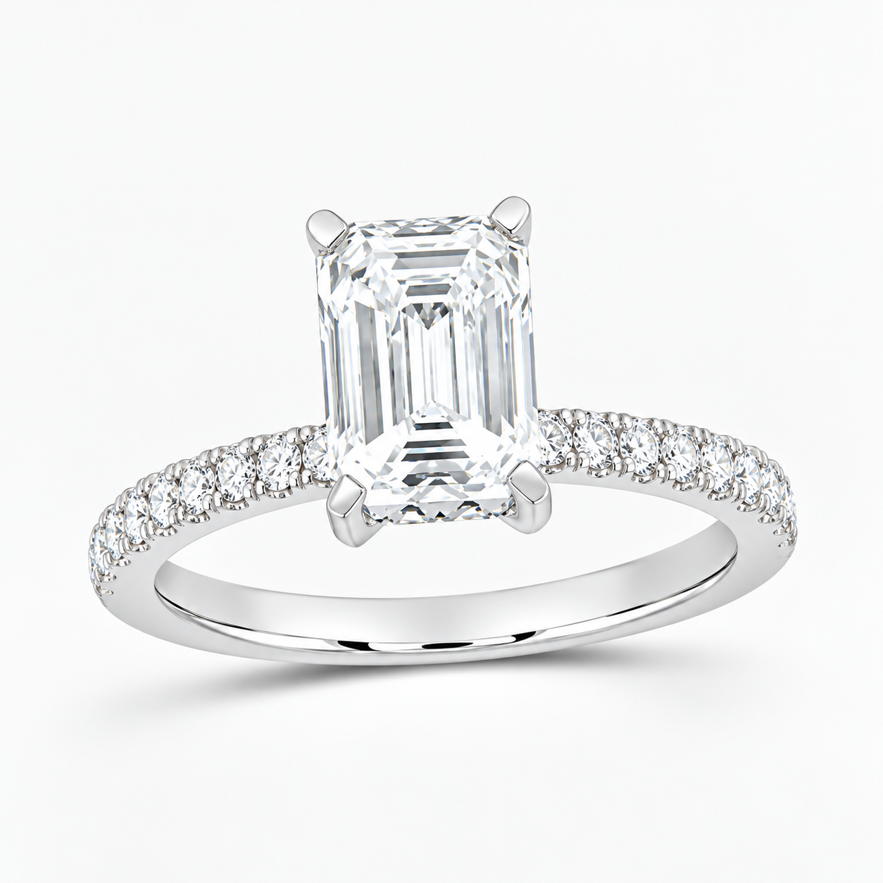 14K White Gold 2 1/2 CTW Lab-Grown Diamond Emerald Engagement Ring, photo 1
