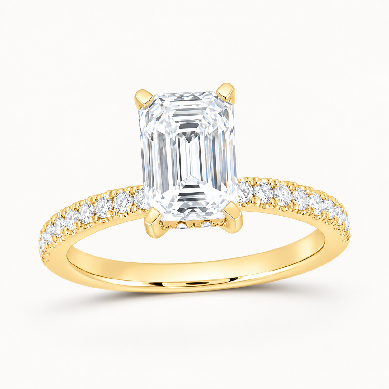 14K Yellow Gold 2 1/2 CTW Lab-Grown Diamond Emerald Engagement Ring, photo 1