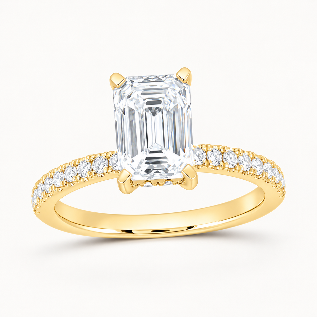 14K Yellow Gold 2 1/2 CTW Lab-Grown Diamond Emerald Engagement Ring, photo 1