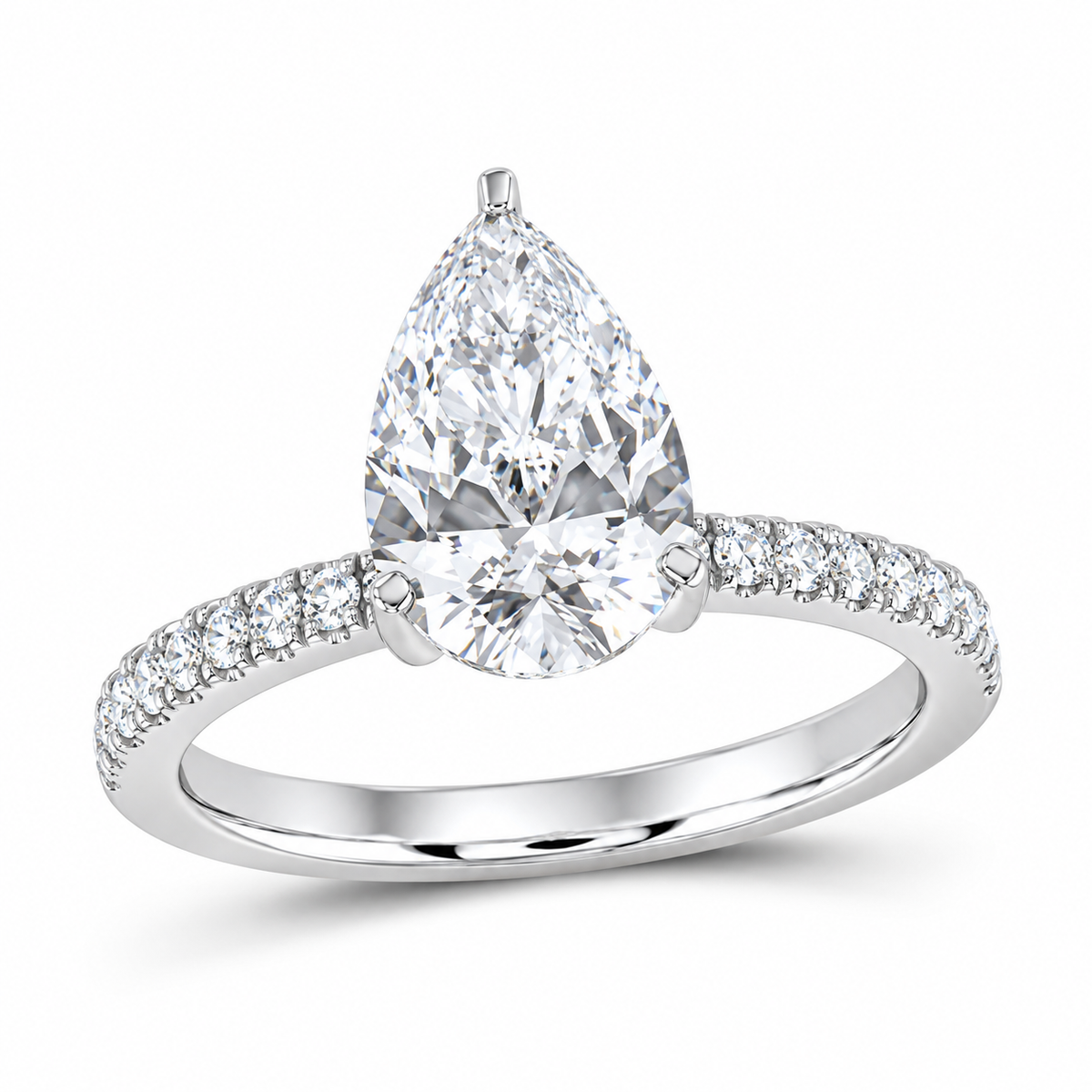 14K White Gold 2 3/8 CTW Lab-Grown Diamond Pear Engagement Ring, photo 1