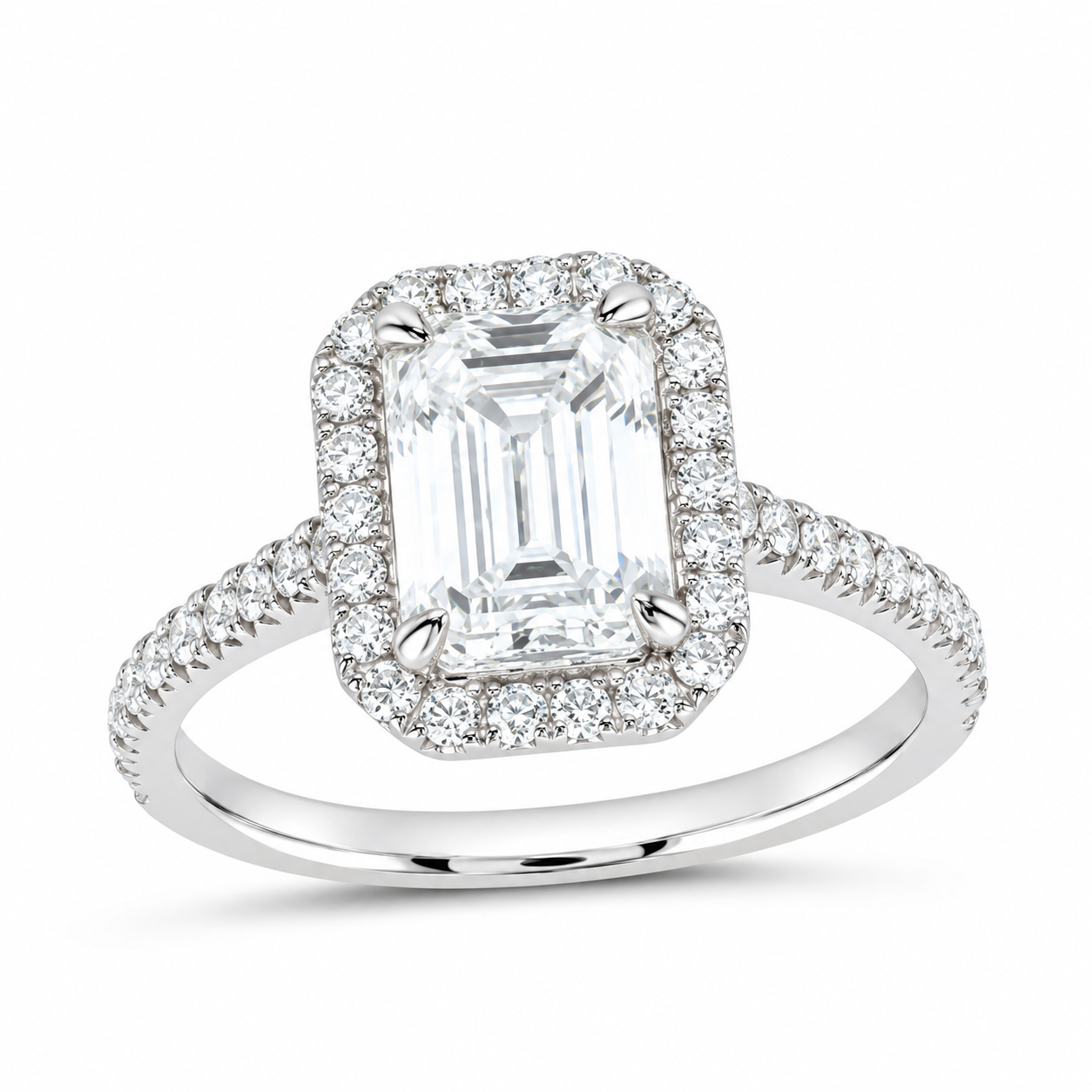 14K White Gold 2 3/8 CTW Lab-Grown Diamond Emerald Engagement Ring, photo 1