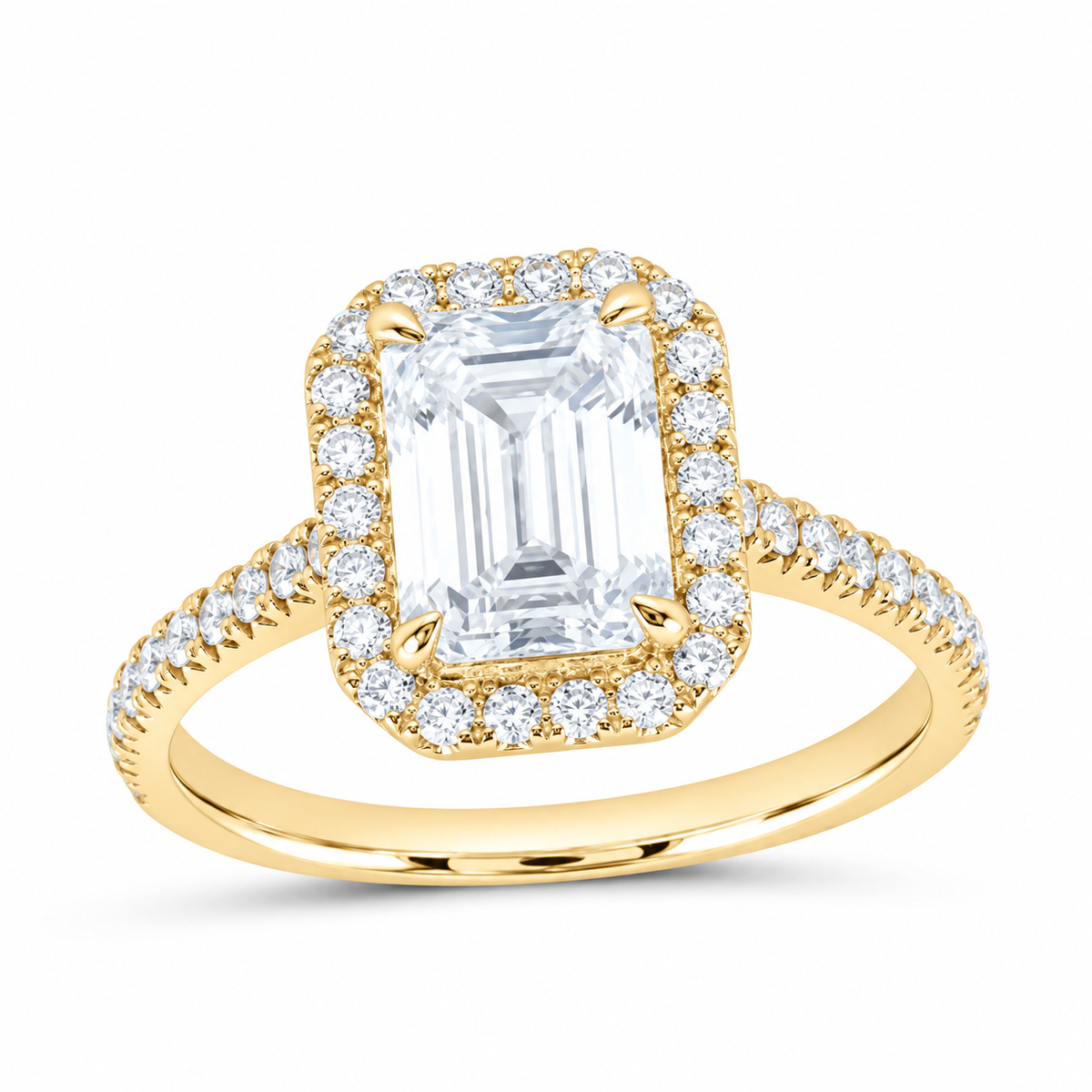 14K Yellow Gold 2 3/8 CTW Lab-Grown Diamond Emerald Engagement Ring, photo 1
