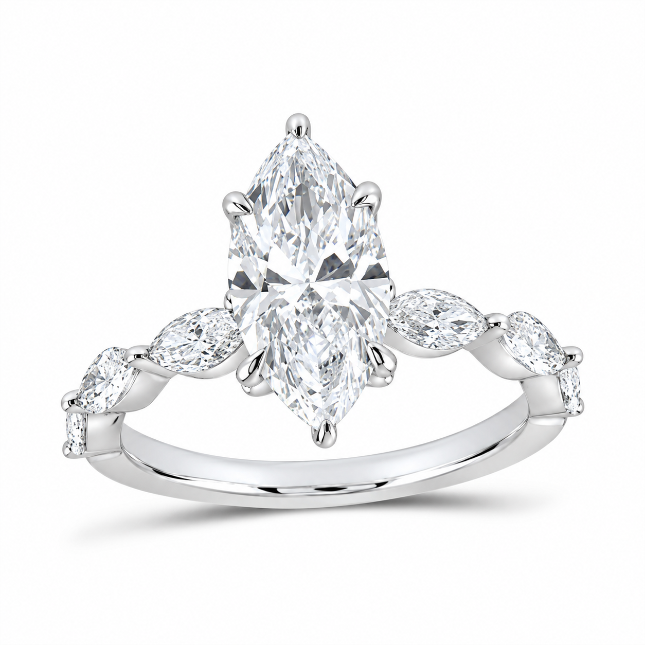 14K White Gold 2 7/8 CTW Lab-Grown Diamond Marquise Engagement Ring, photo 1