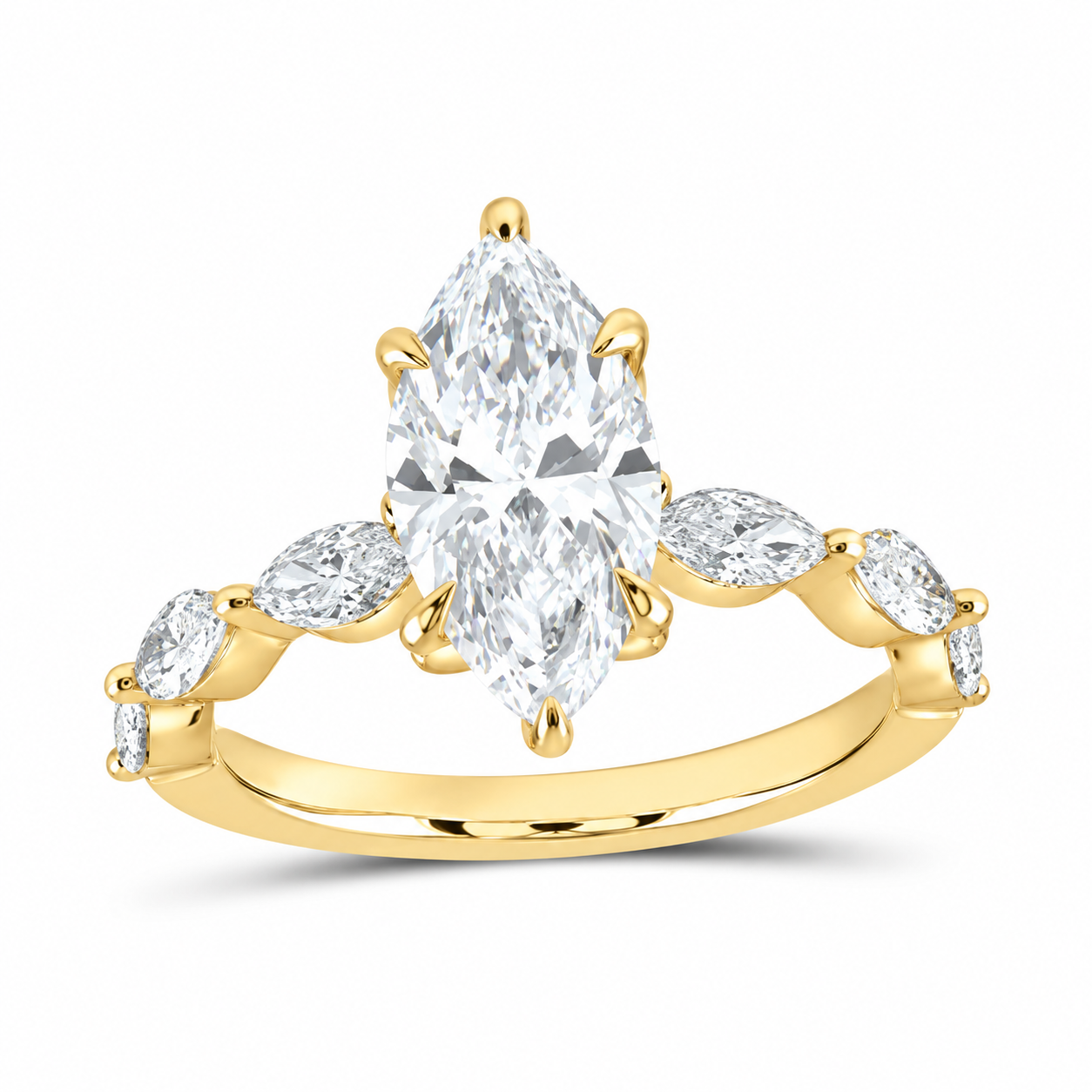 14K Yellow Gold 2 7/8 CTW Lab-Grown Diamond Marquise Engagement Ring, photo 1