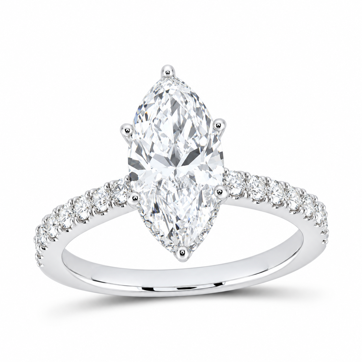 14K White Gold 2 1/2 CTW Lab-Grown Diamond Marquise Engagement Ring, photo 1