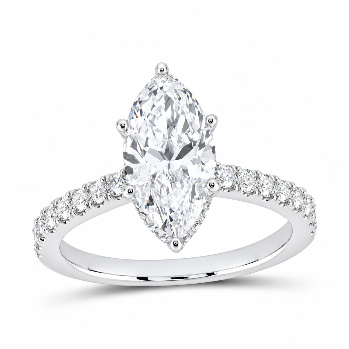 14K White Gold 2 1/2 CTW Lab-Grown Diamond Marquise Engagement Ring, photo 1