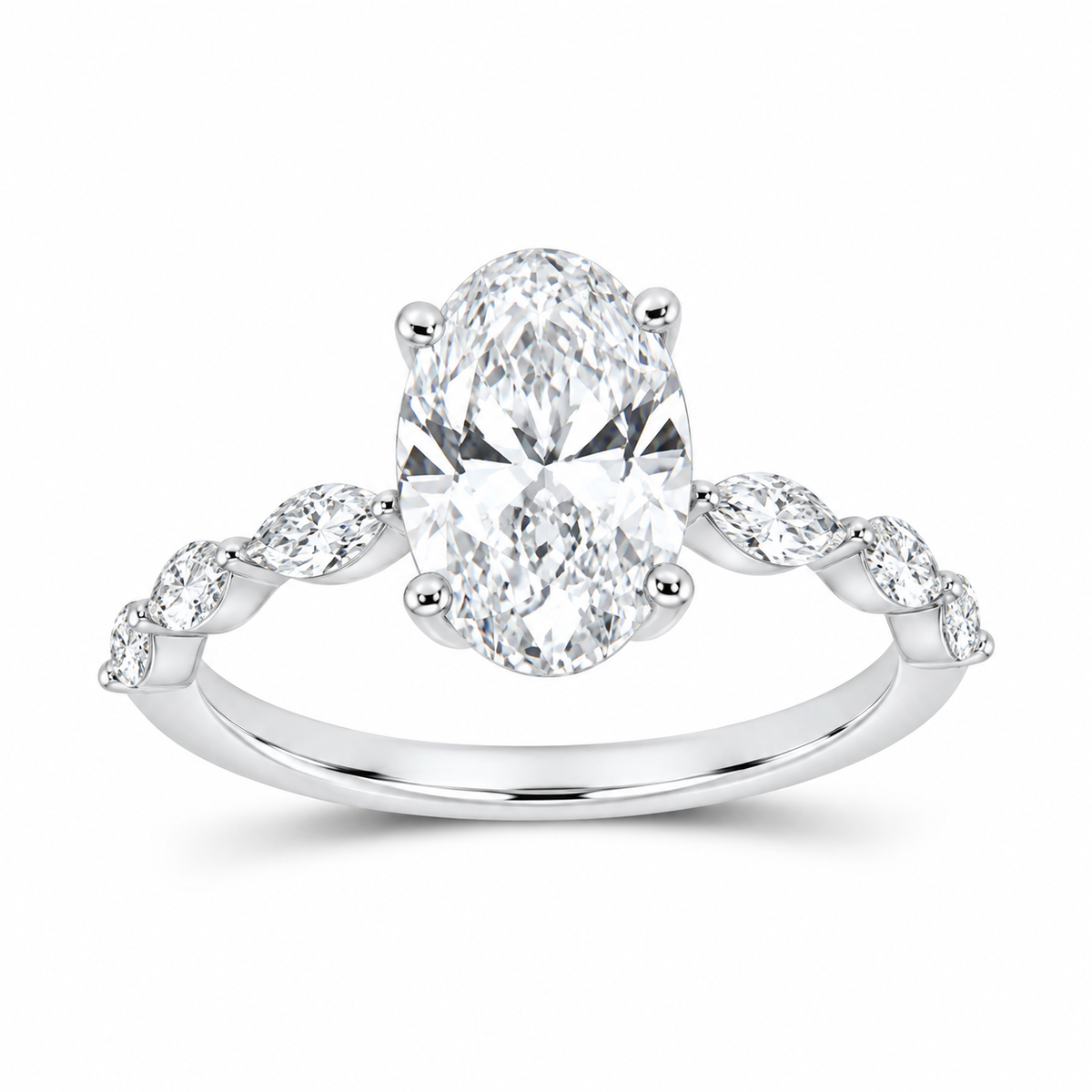 14K White Gold 2 3/8 CTW Lab-Grown Diamond Oval Engagement Ring, photo 1