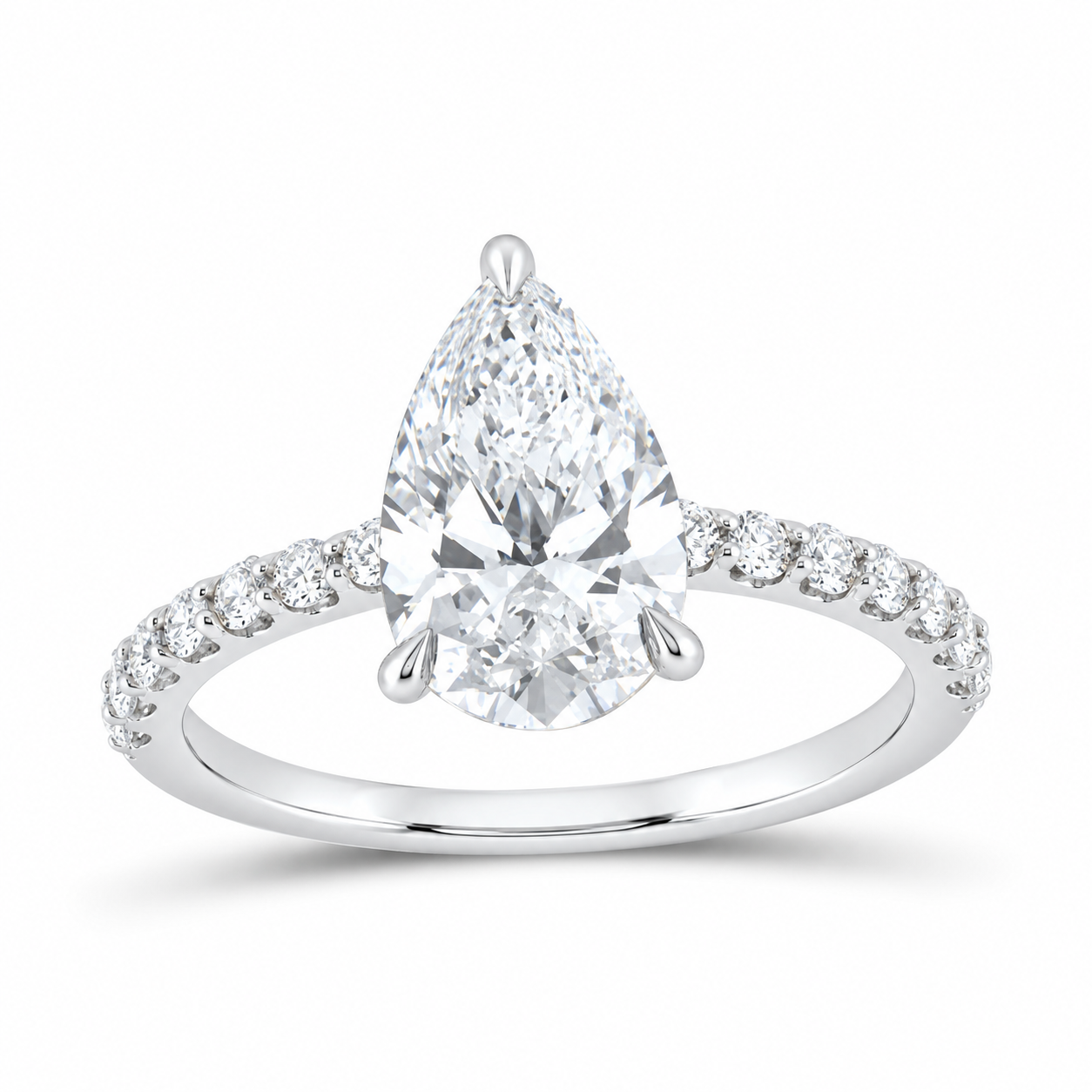 14K White Gold 2 1/3 CTW Lab-Grown Diamond Pear Engagement Ring, photo 1
