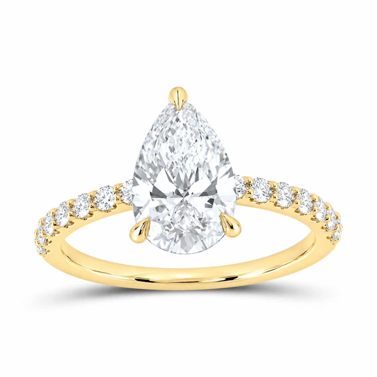 14K Yellow Gold 2 1/3 CTW Lab-Grown Diamond Pear Engagement Ring, photo 1