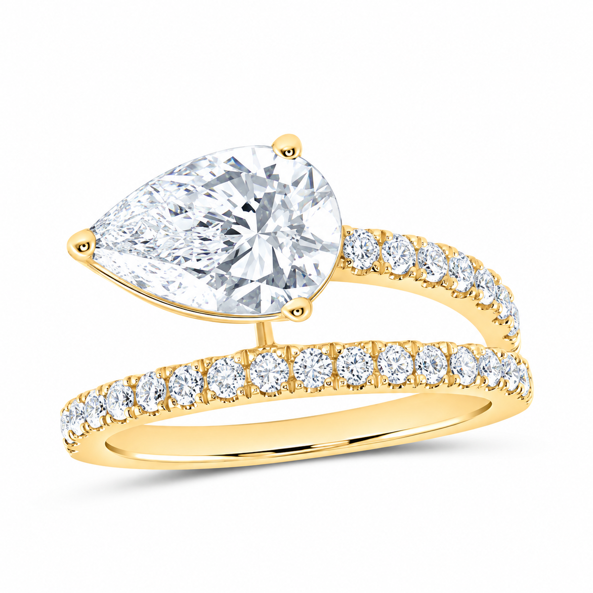 14K Yellow Gold 2 1/2 CTW Lab-Grown Diamond Pear Engagement Ring, photo 1