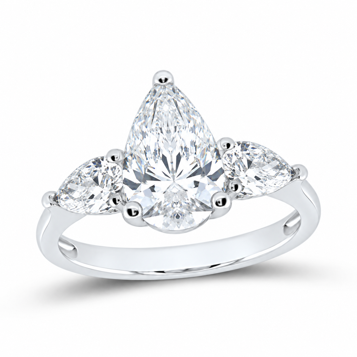 14K White Gold 2 3/4 CTW Lab-Grown Diamond Pear Engagement Ring, photo 1