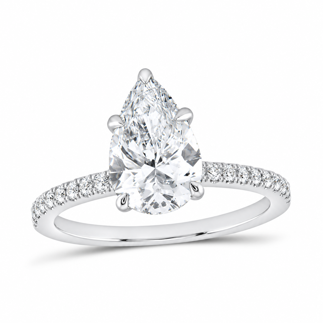 14K White Gold 2 1/4 CTW Lab-Grown Diamond Pear Engagement Ring, photo 1