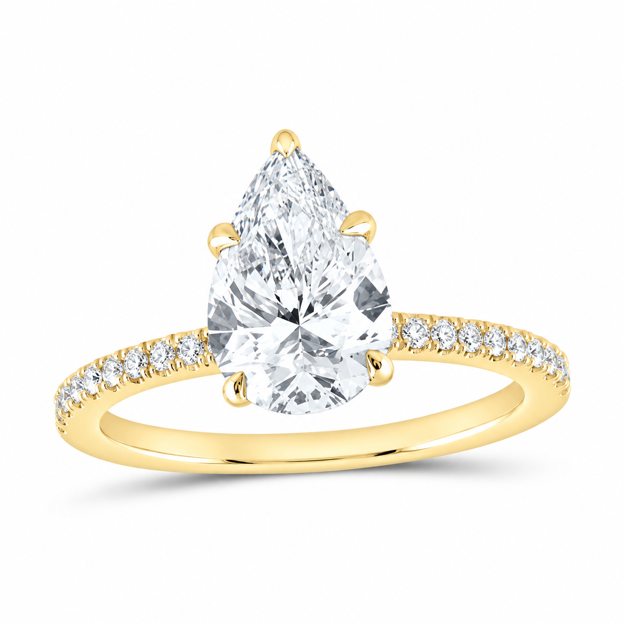 14K Yellow Gold 2 1/4 CTW Lab-Grown Diamond Pear Engagement Ring, photo 1