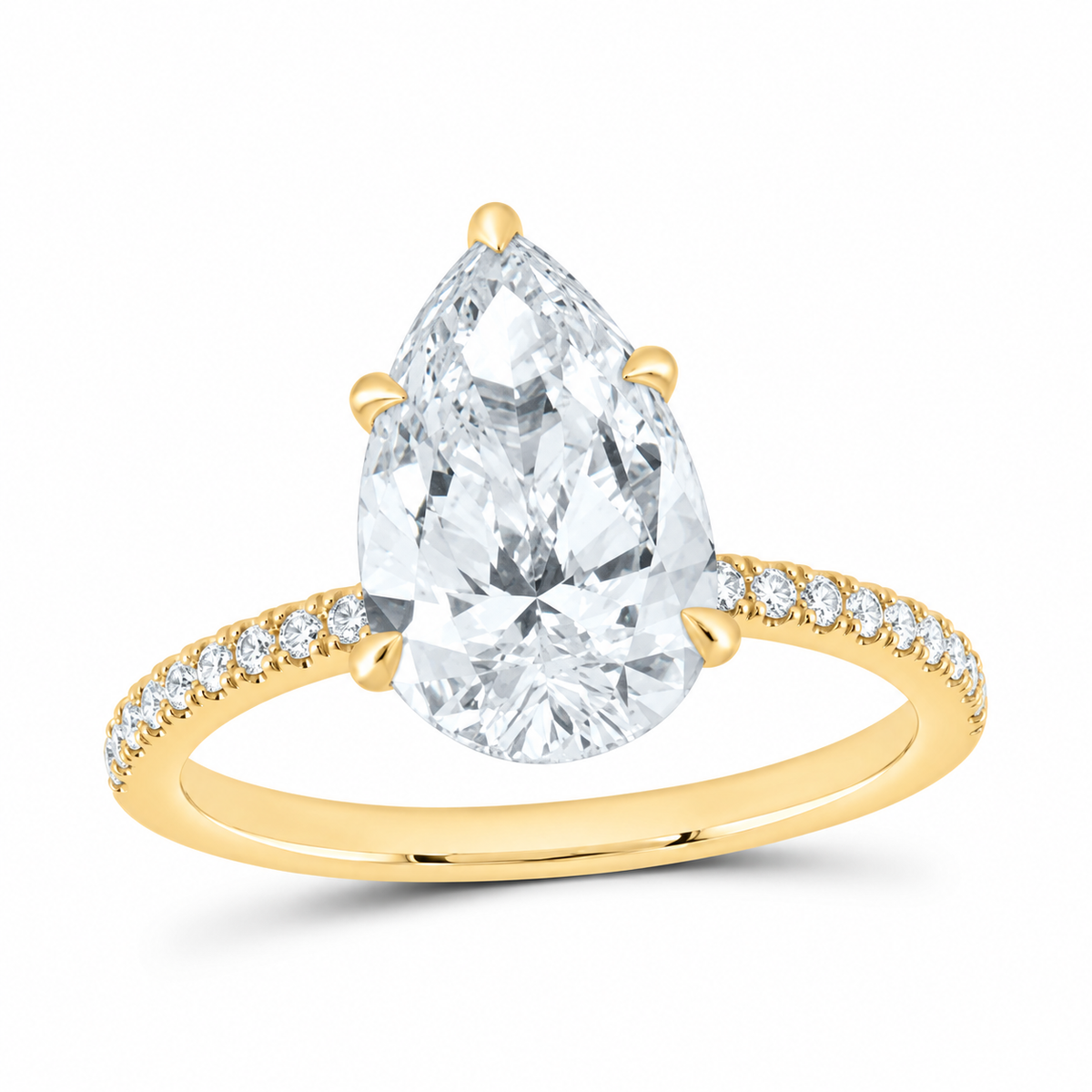 14K Yellow Gold 2 1/3 CTW Lab-Grown Diamond Pear Engagement Ring, photo 1