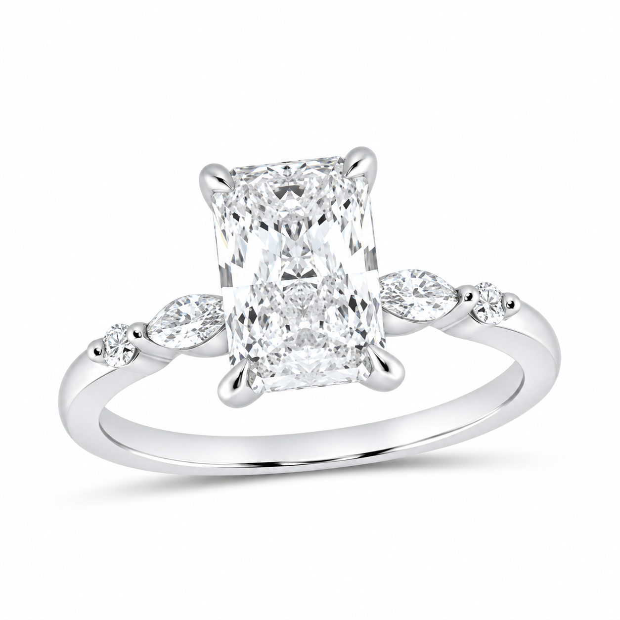 14K White Gold 2 1/5 CTW Lab-Grown Diamond Radiant Engagement Ring, photo 1