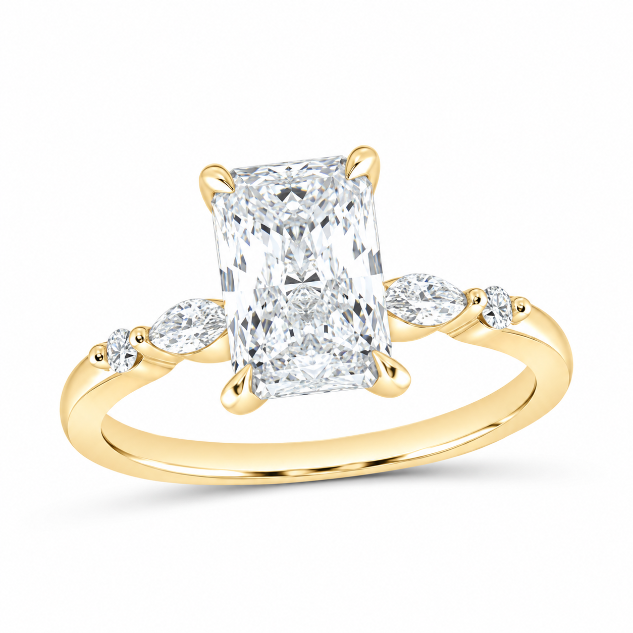 14K Yellow Gold 2 1/5 CTW Lab-Grown Diamond Radiant Engagement Ring, photo 1