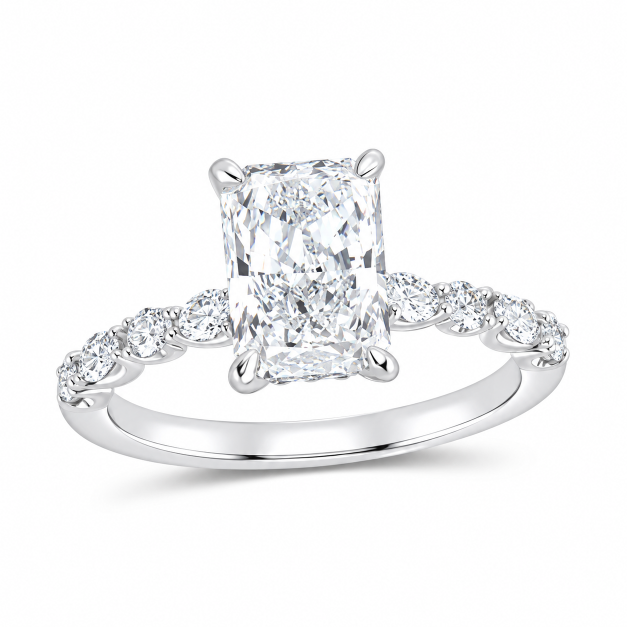 14K White Gold 2 1/2 CTW Lab-Grown Diamond Radiant Engagement Ring, photo 1