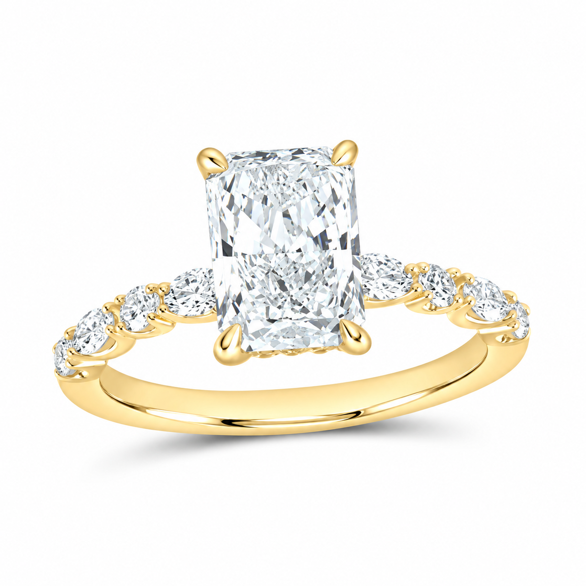 14K Yellow Gold 2 1/2 CTW Lab-Grown Diamond Radiant Engagement Ring, photo 1