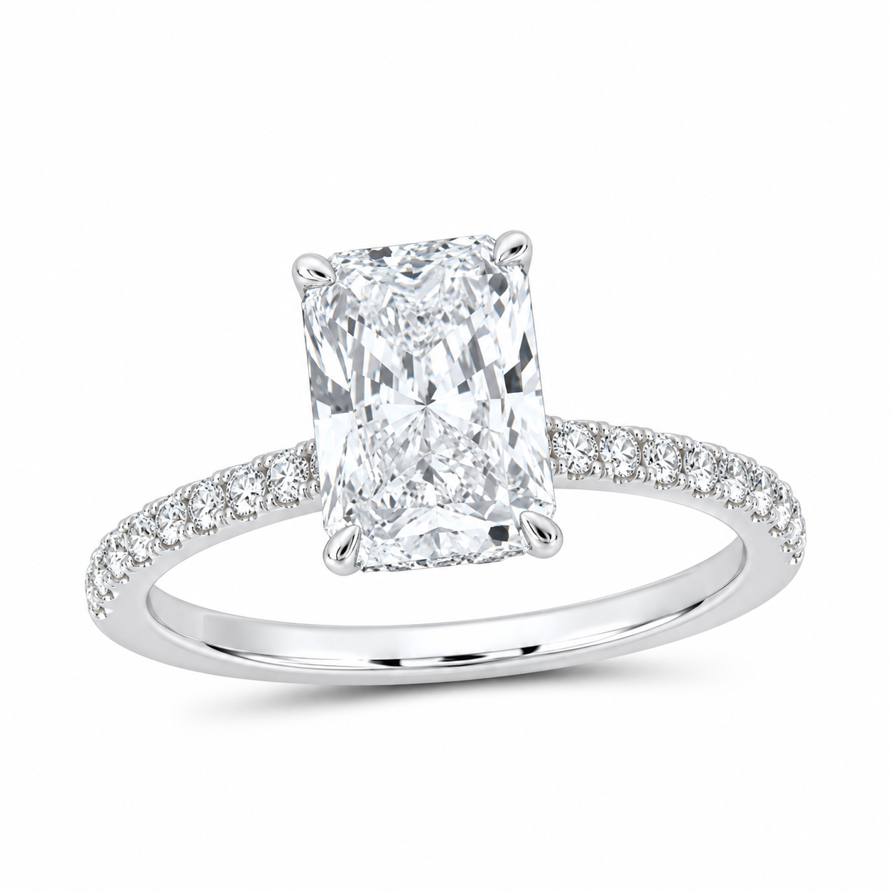 14K White Gold 2 1/3 CTW Lab-Grown Diamond Radiant Fashion Ring, photo 1