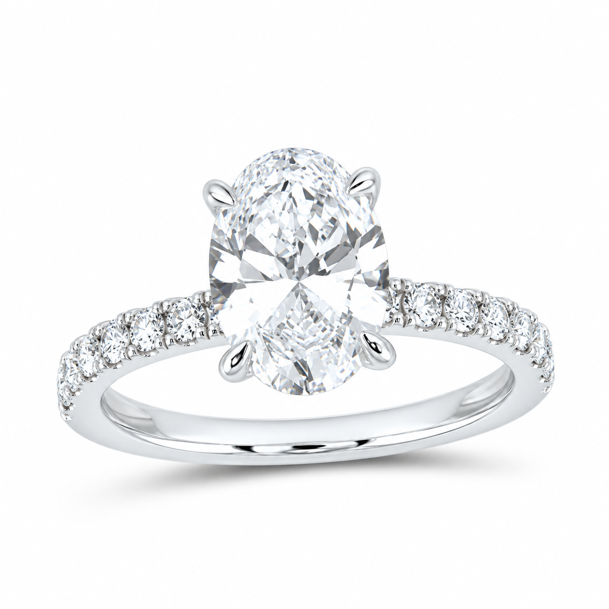 14K White Gold 2 1/3 CTW Lab-Grown Diamond Oval Engagement Ring, photo 1