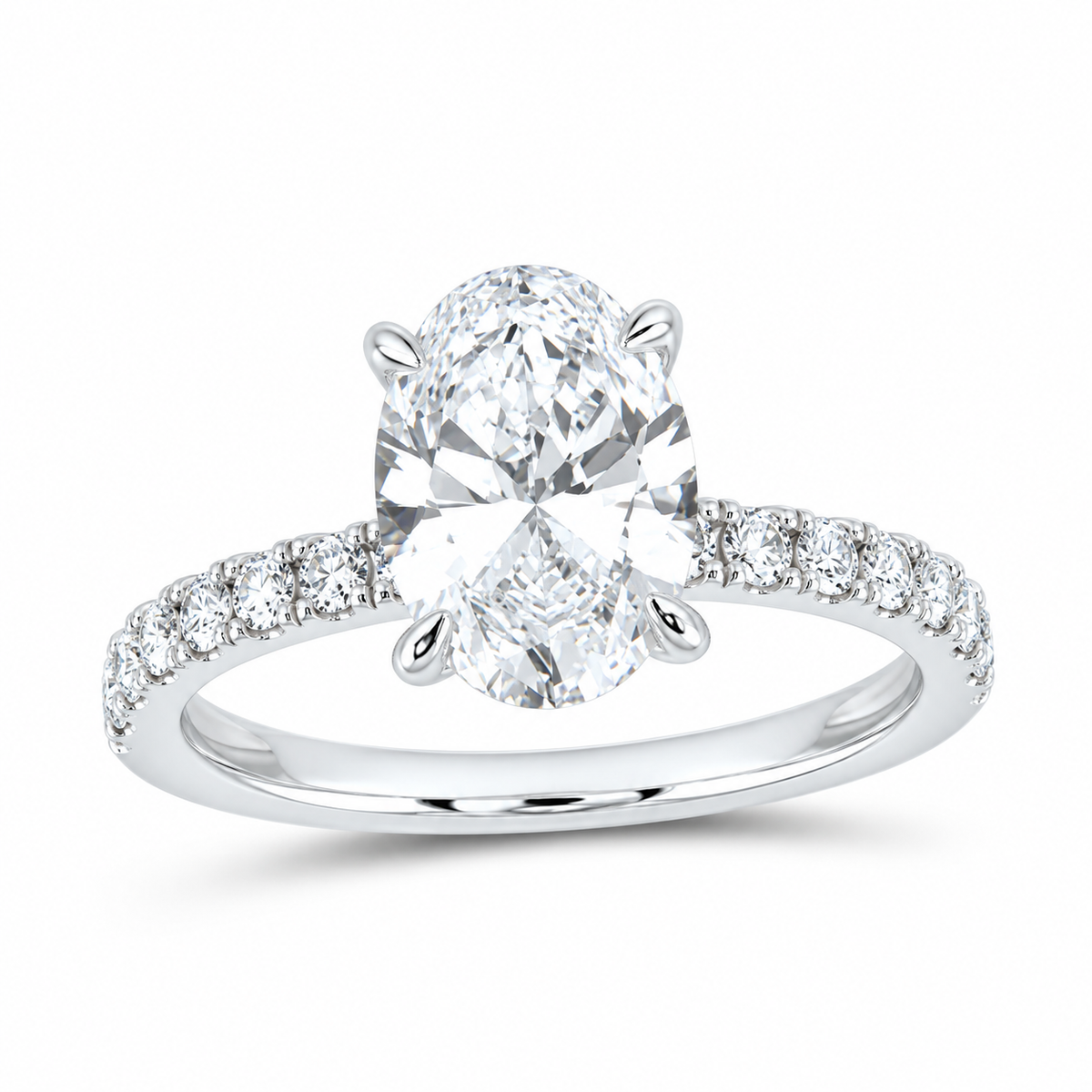 14K White Gold 2 1/3 CTW Lab-Grown Diamond Oval Engagement Ring, photo 1