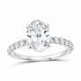 14K White Gold 2 3/8 CTW Lab-Grown Diamond Oval Engagement Ring, photo 1