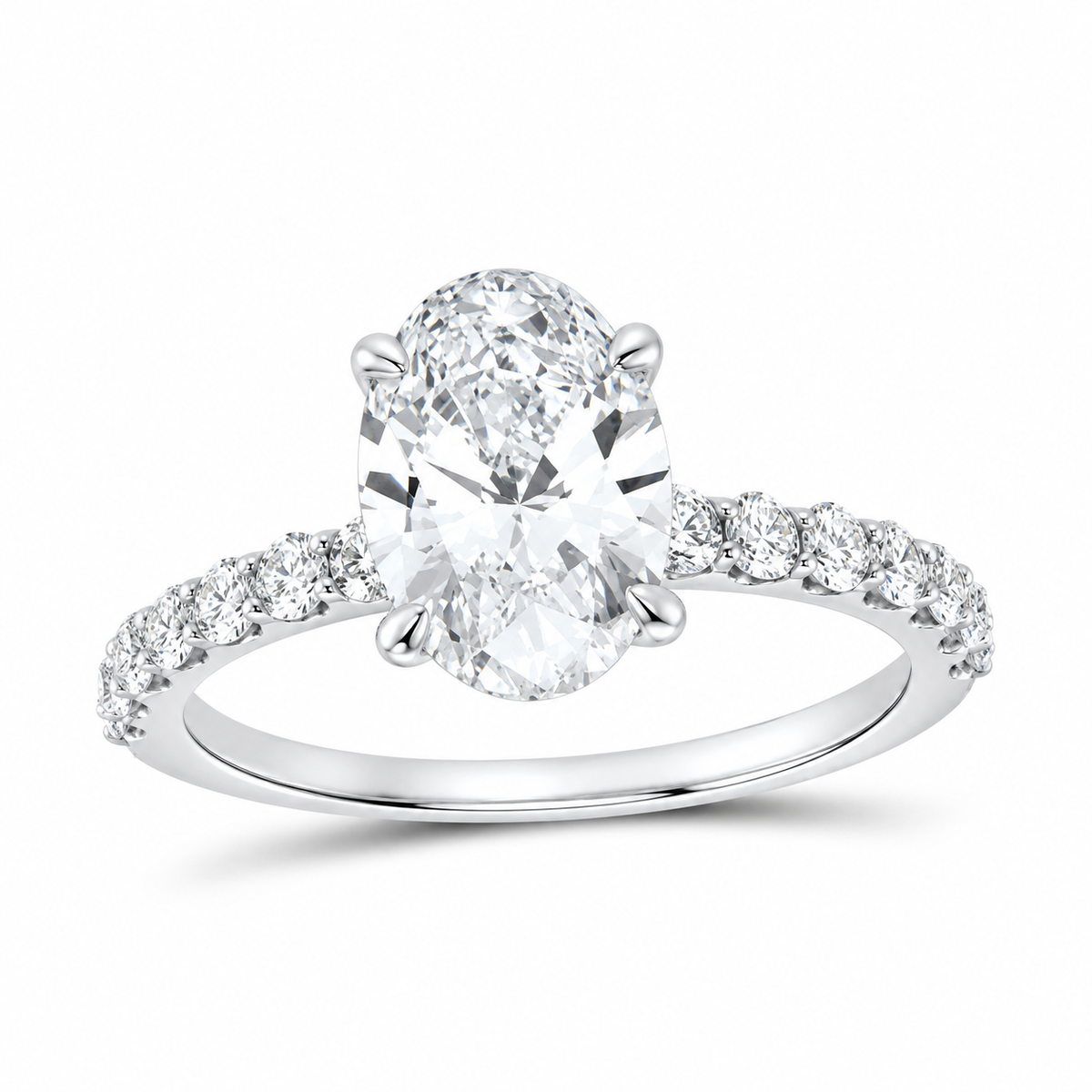 14K White Gold 2 3/8 CTW Lab-Grown Diamond Oval Engagement Ring, photo 1