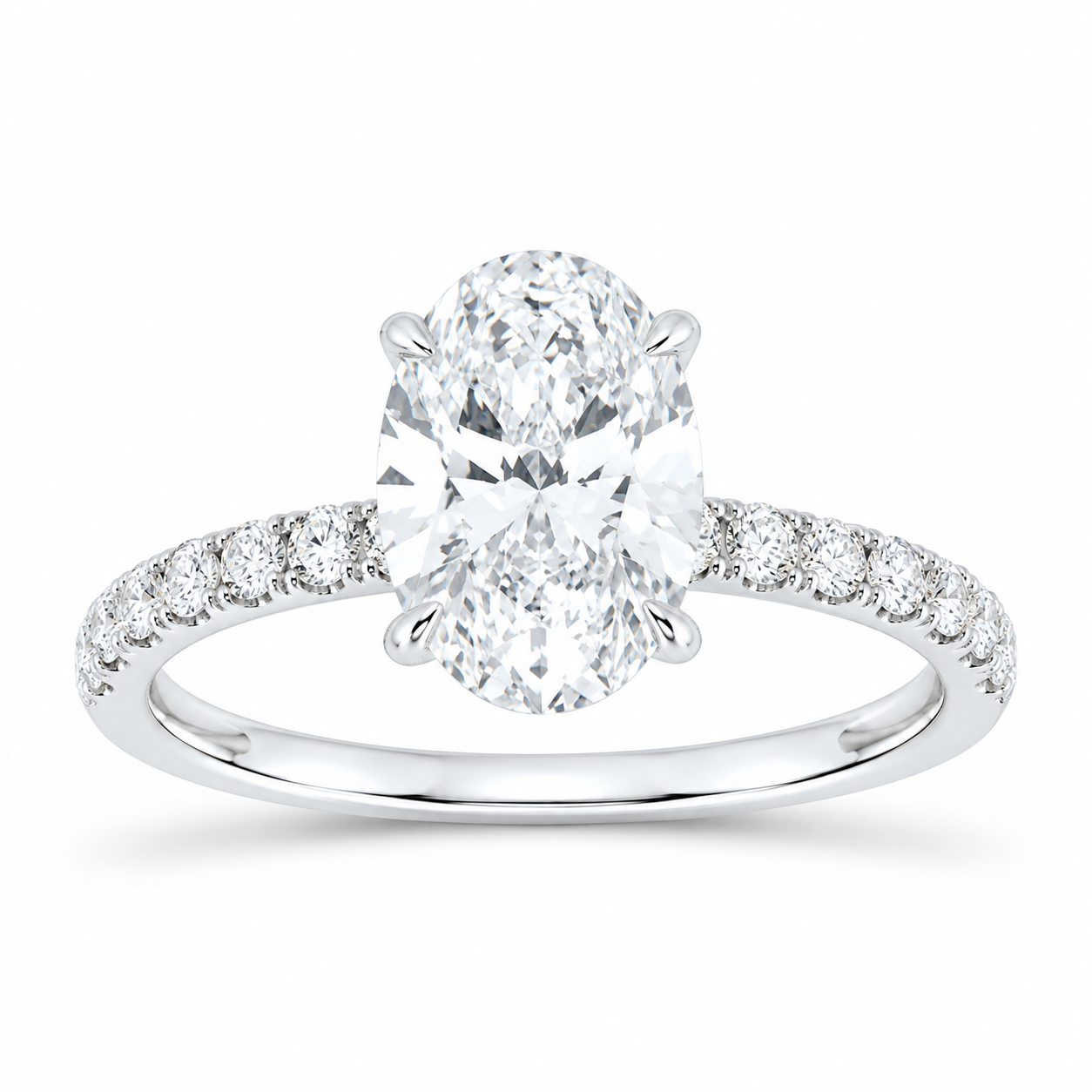 14K White Gold 2 3/8 CTW Lab-Grown Diamond Oval Engagement Ring, photo 1