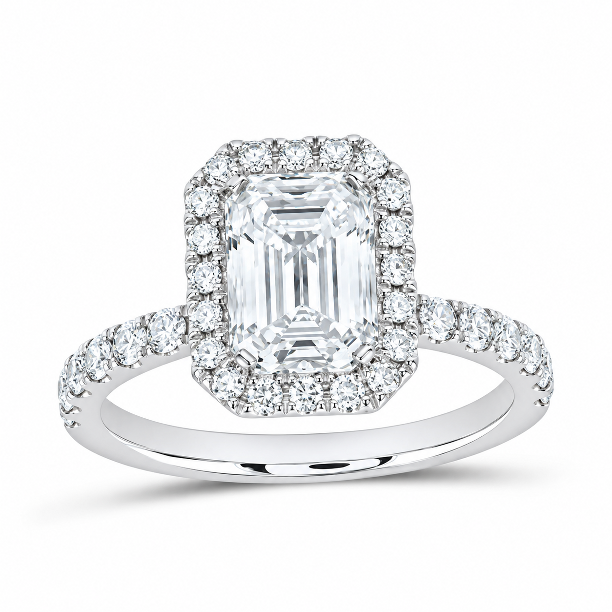 14K White Gold 2 3/4 CTW Lab-Grown Diamond Emerald Engagement Ring, photo 1