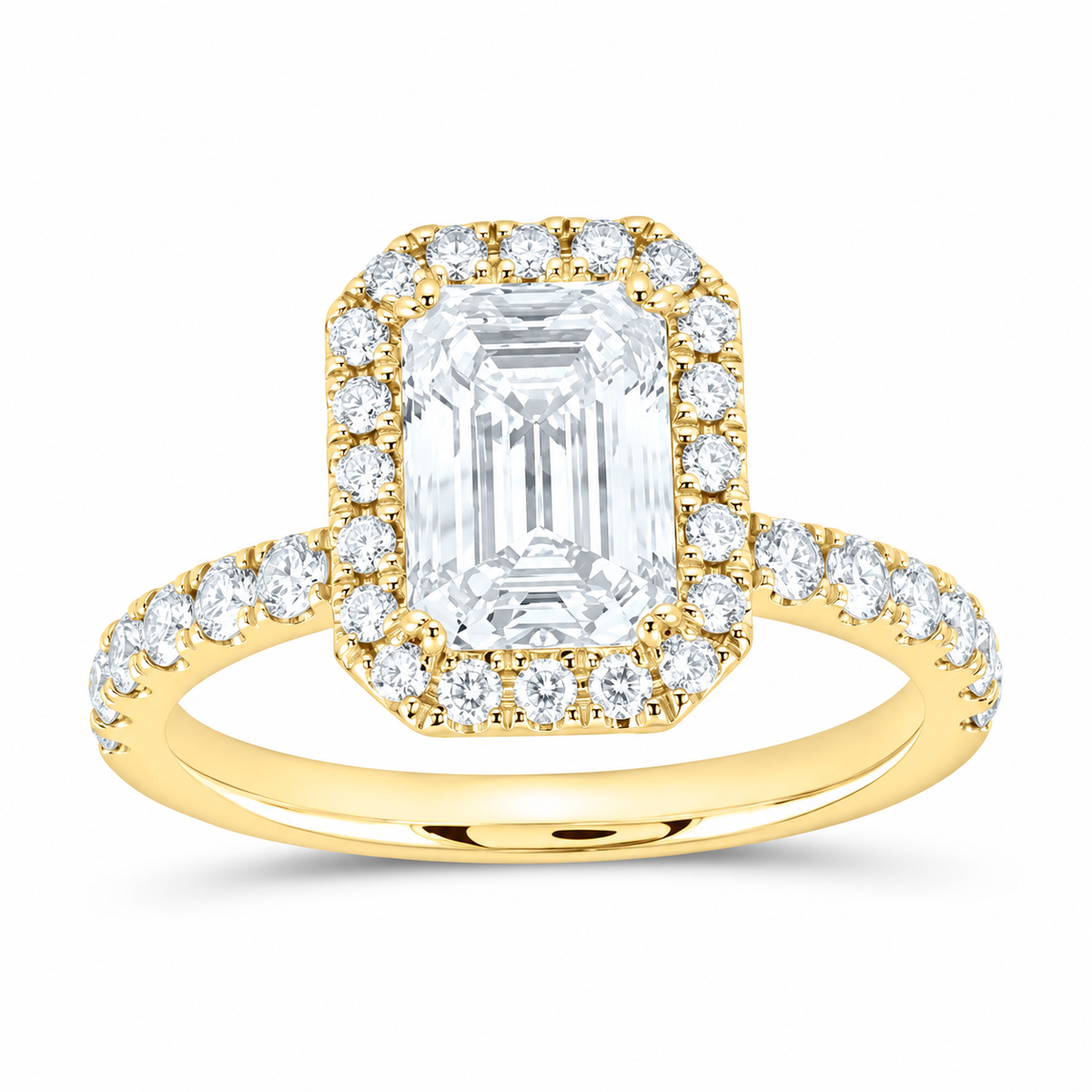 14K Yellow Gold 2 3/4 CTW Lab-Grown Diamond Emerald Engagement Ring, photo 1