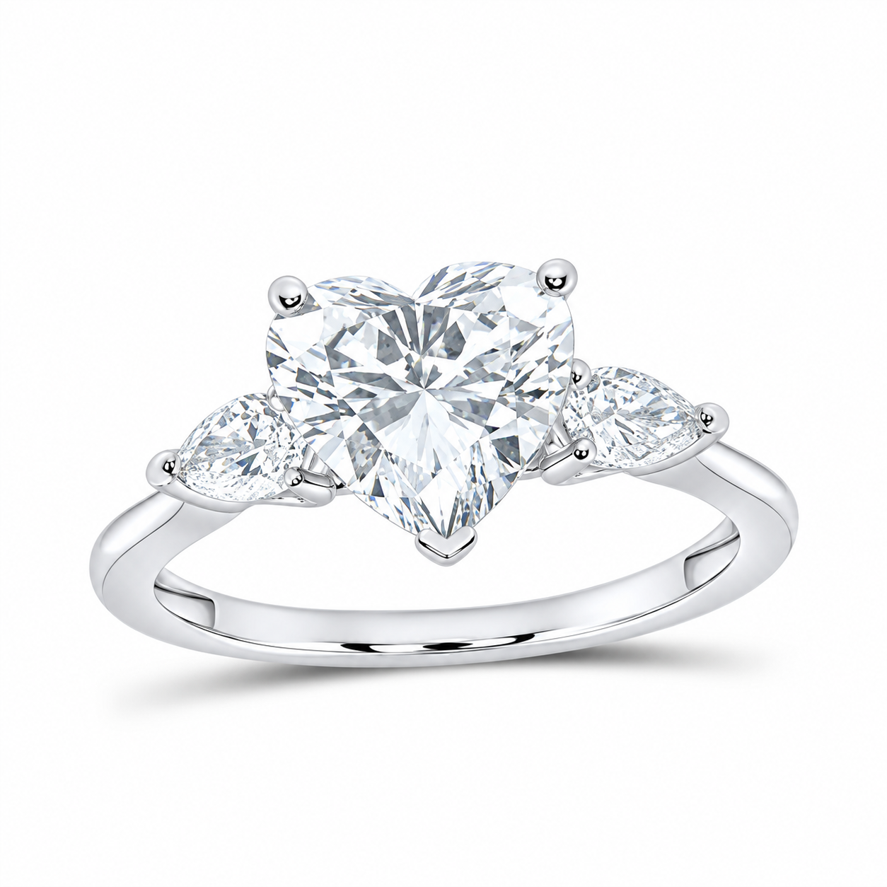 14K White Gold 2 3/8 CTW Lab-Grown Diamond Heart Engagement Ring, photo 1