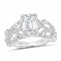14K White Gold 2 7/8 CTW Lab-Grown Diamond Emerald Engagement Ring, photo 1