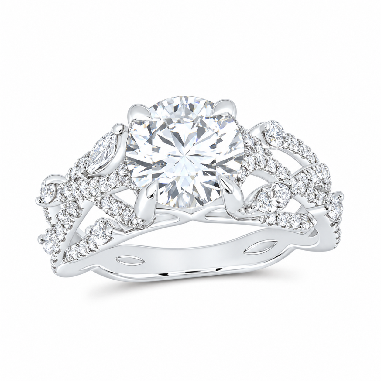 14K White Gold 2 7/8 CTW Lab-Grown Diamond Round Engagement Ring, photo 1
