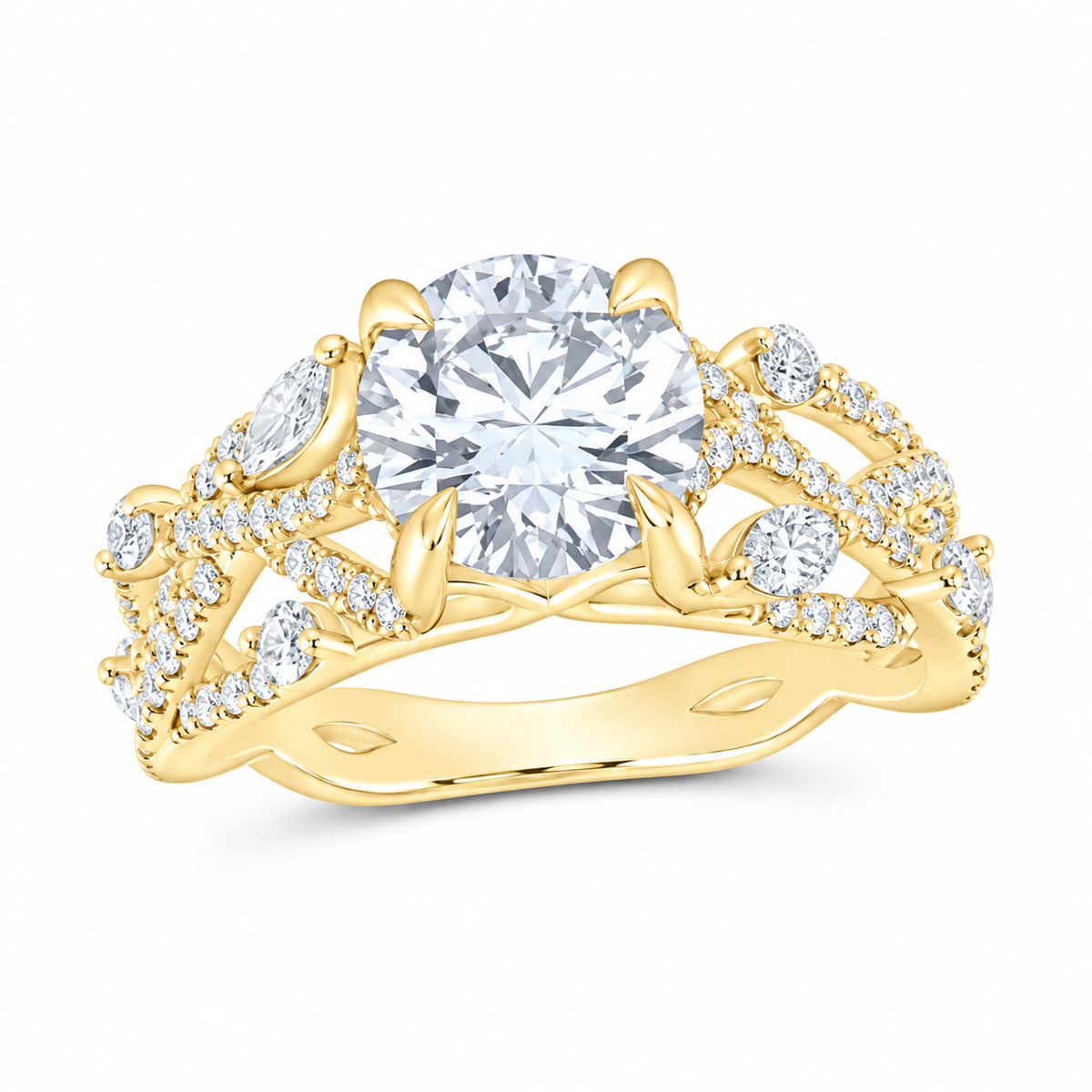 14K Yellow Gold 2 7/8 CTW Lab-Grown Diamond Round Engagement Ring, photo 1