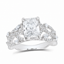 14K White Gold 2 7/8 CTW Lab-Grown Diamond Radiant Engagement Ring, photo 1