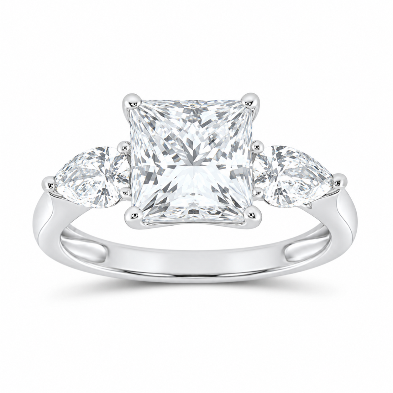 14K White Gold 3 3/4 CTW Lab-Grown Diamond Princess Engagement Ring, photo 1