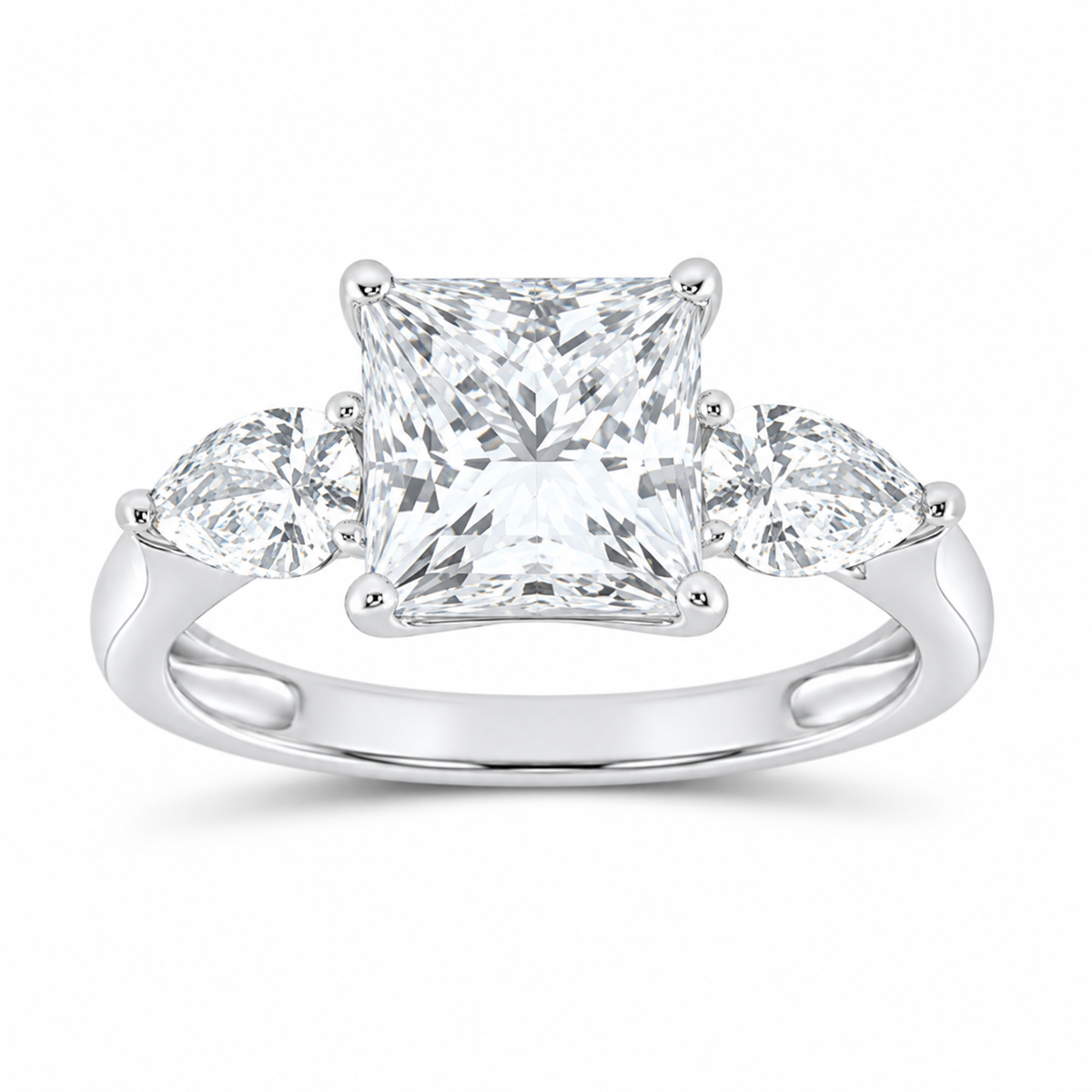 14K White Gold 3 3/4 CTW Lab-Grown Diamond Princess Engagement Ring, photo 1